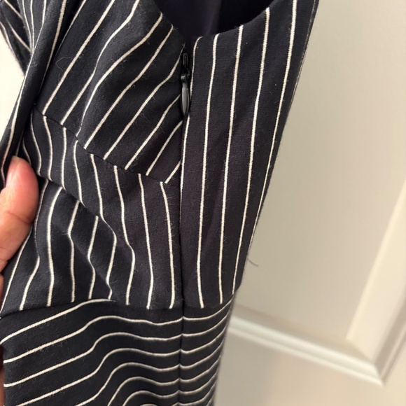 Ann Taylor Black and White Sleeveless Striped Midi Dress - Picture 4 of 7